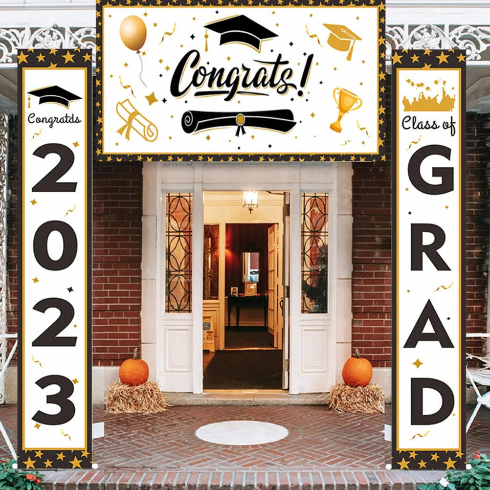 

Graduation Party Decoration Flag Porch Sign Decorations Door Banner House Number Signs Polyester Patio for outside Lawn