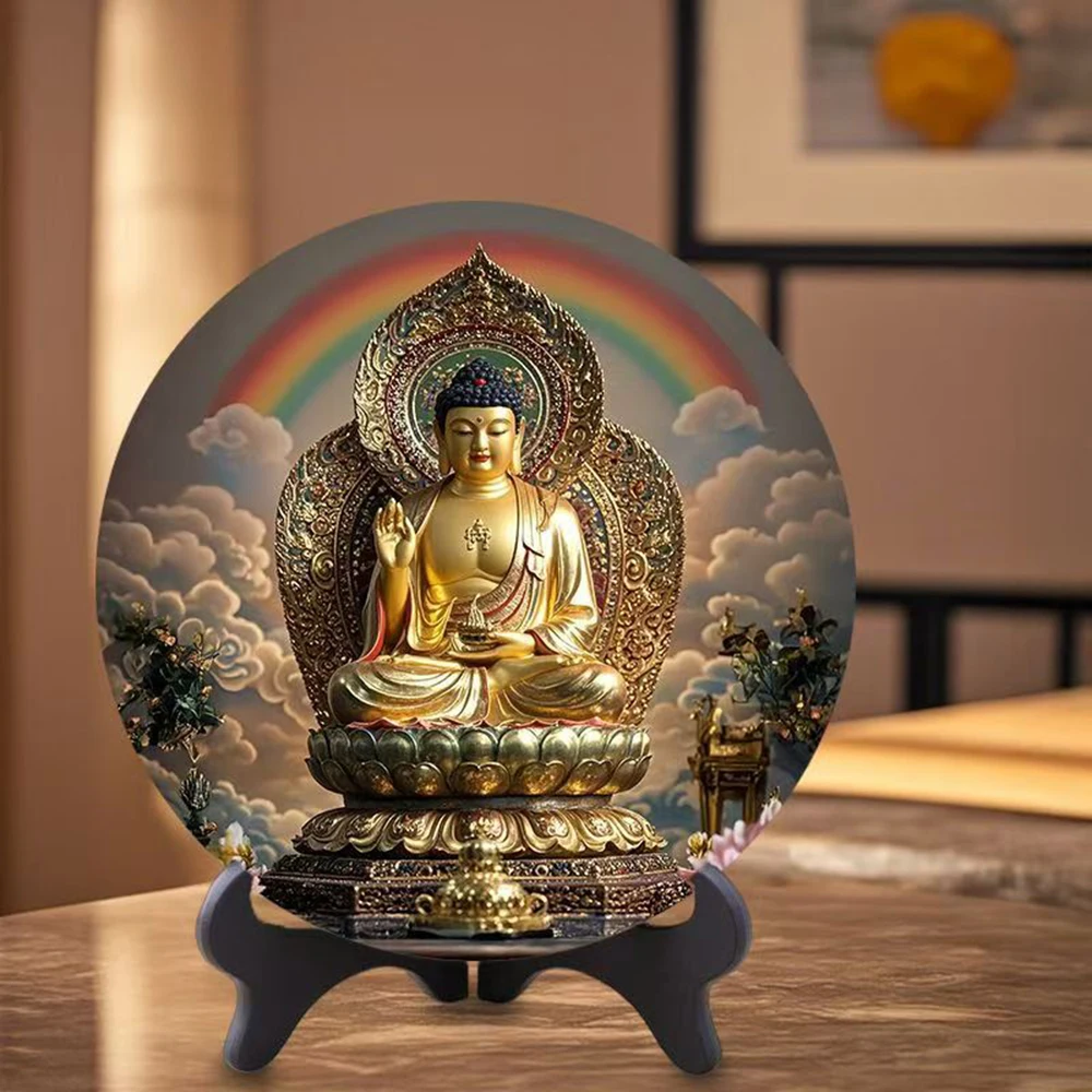 

Наклейки на диски, фигурка Шакьямуни, украшения Будды, портрет Будды Амитабхи, украшения для домашнего рабочего стола, подарок благословению