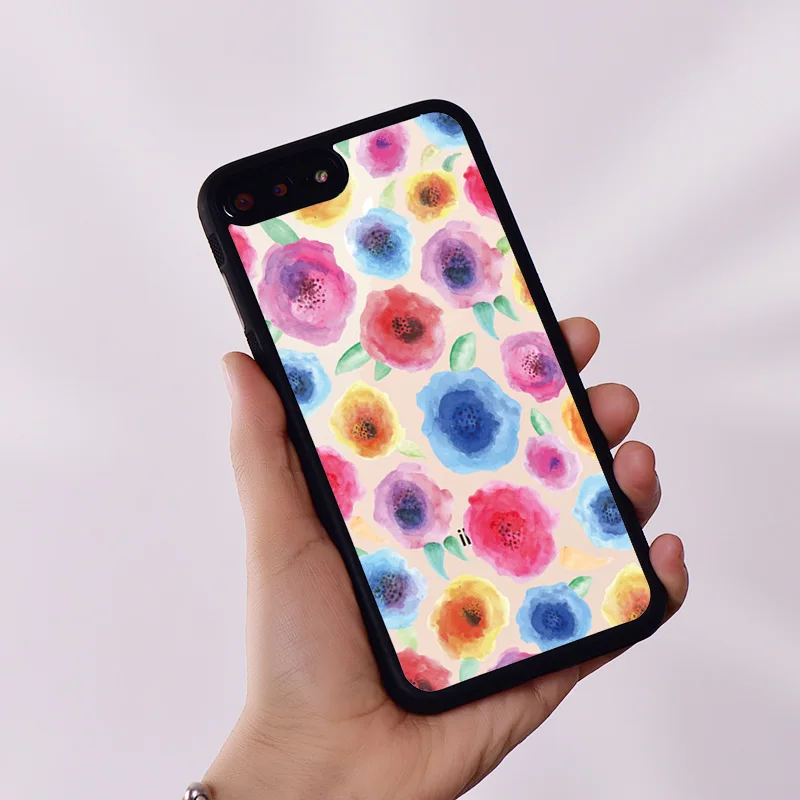 Wildflower Silicone Rubber Phone Case Cover for iPhone 6 6S 7 8 Plus X XS XR 11 12 13 14 15 Mini Pro Max Watercolor Fleur