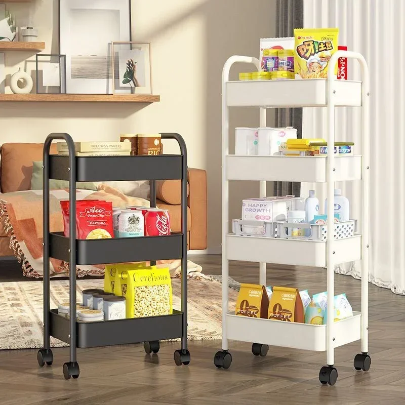 Hot Household Multi-layer Small Cart Storage Rack da pavimento a pavimento cucina camera da letto bagno Rack di stoccaggio Rack con ruote