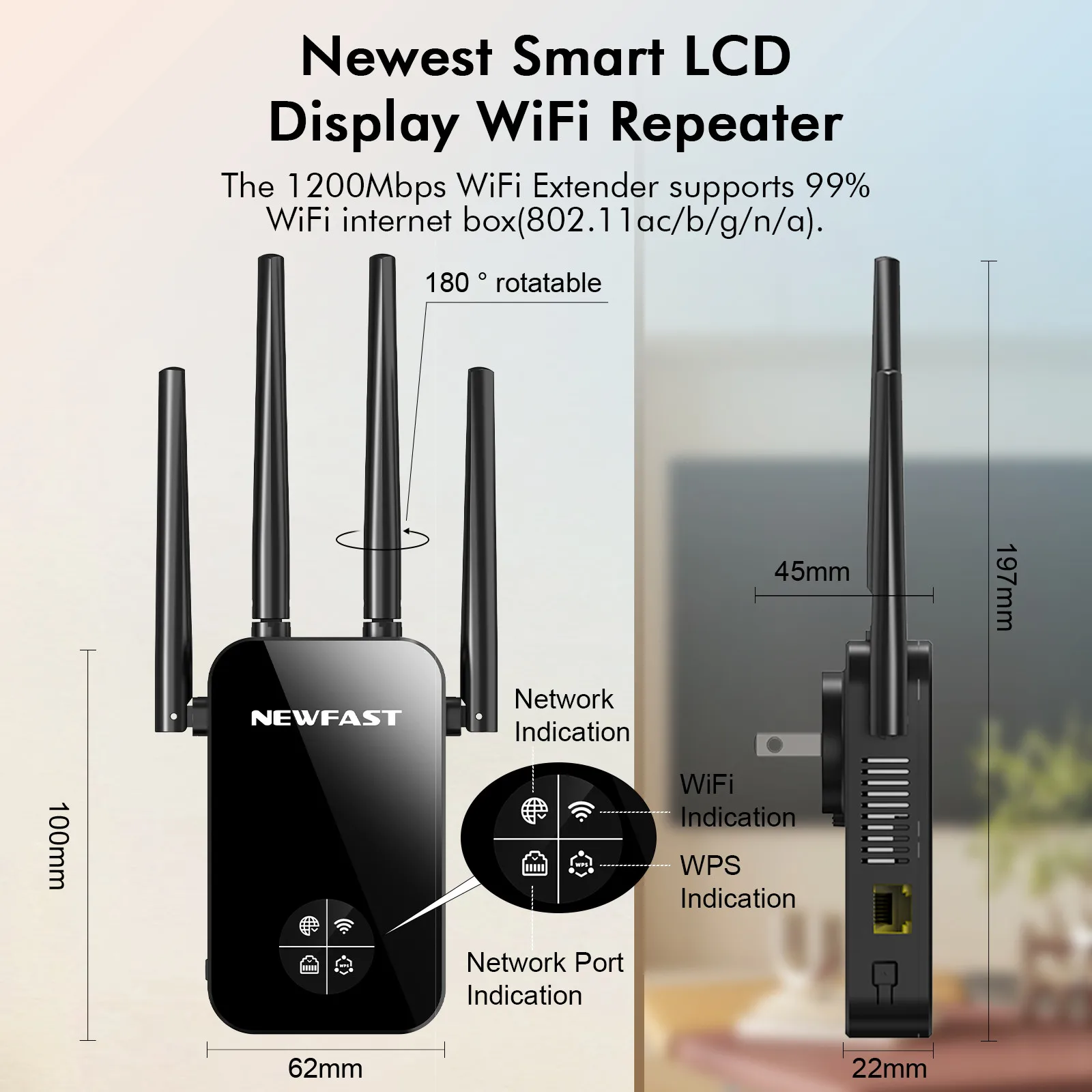 1200Mbps WiFi Extenders Repetetidor 300Mbps Wireless Repetidor Signal Booster 2.4G/5G Extender Powerful WiFi Range Amplifiers