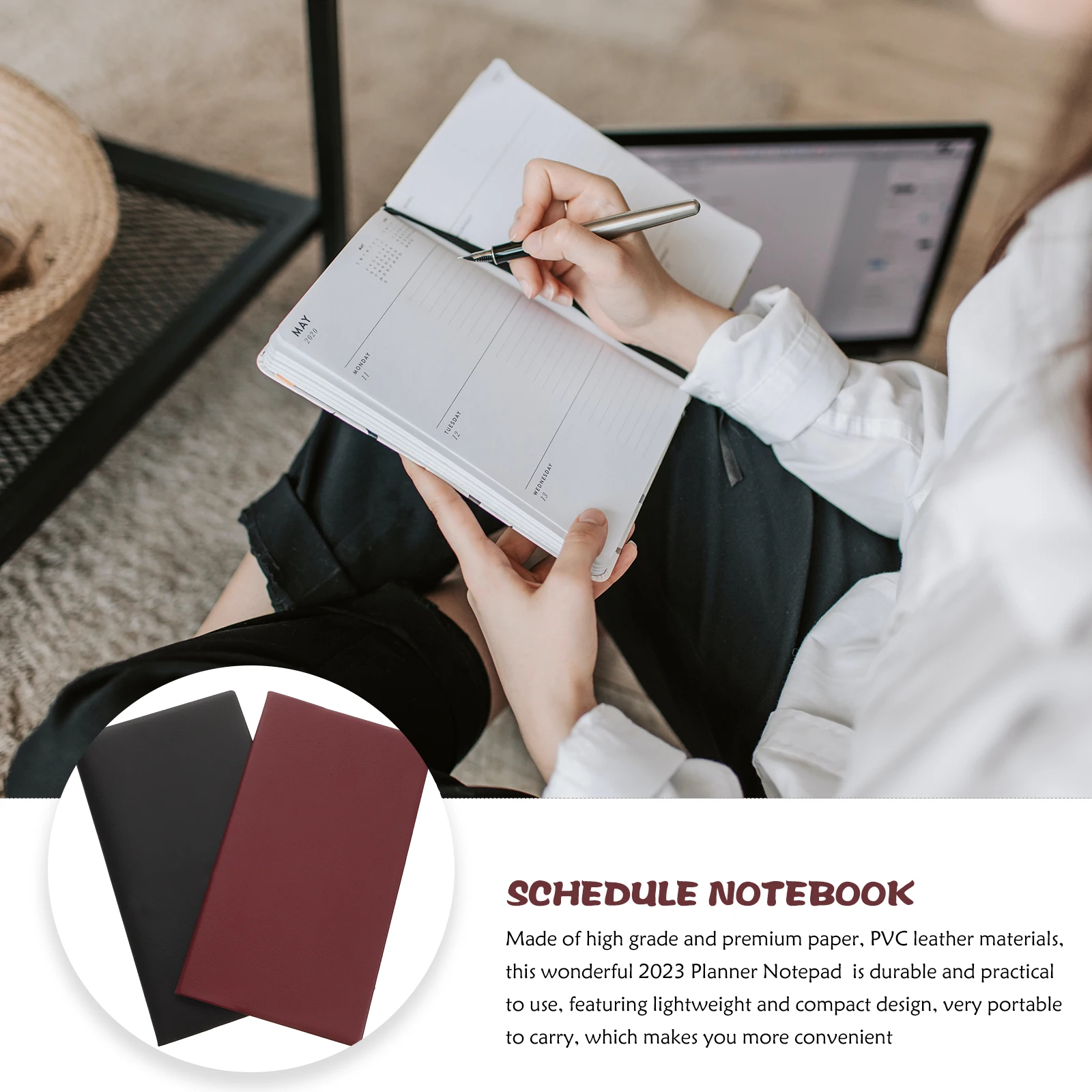 

2Pcs A6 Planner Notepad Portable Schedules Calendar Pvc Material Students Office Supply Long Decorative Planner Lasting
