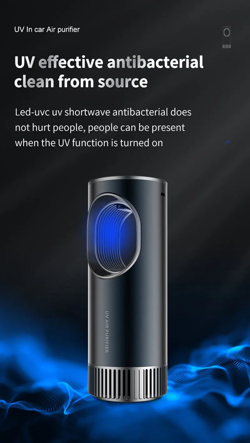 UVC Air Purifier Negative ions Ozonizer Portable Air Disinfectant Car Interior Cleaner  Deodorant for Cars Vehicle Sterilizer