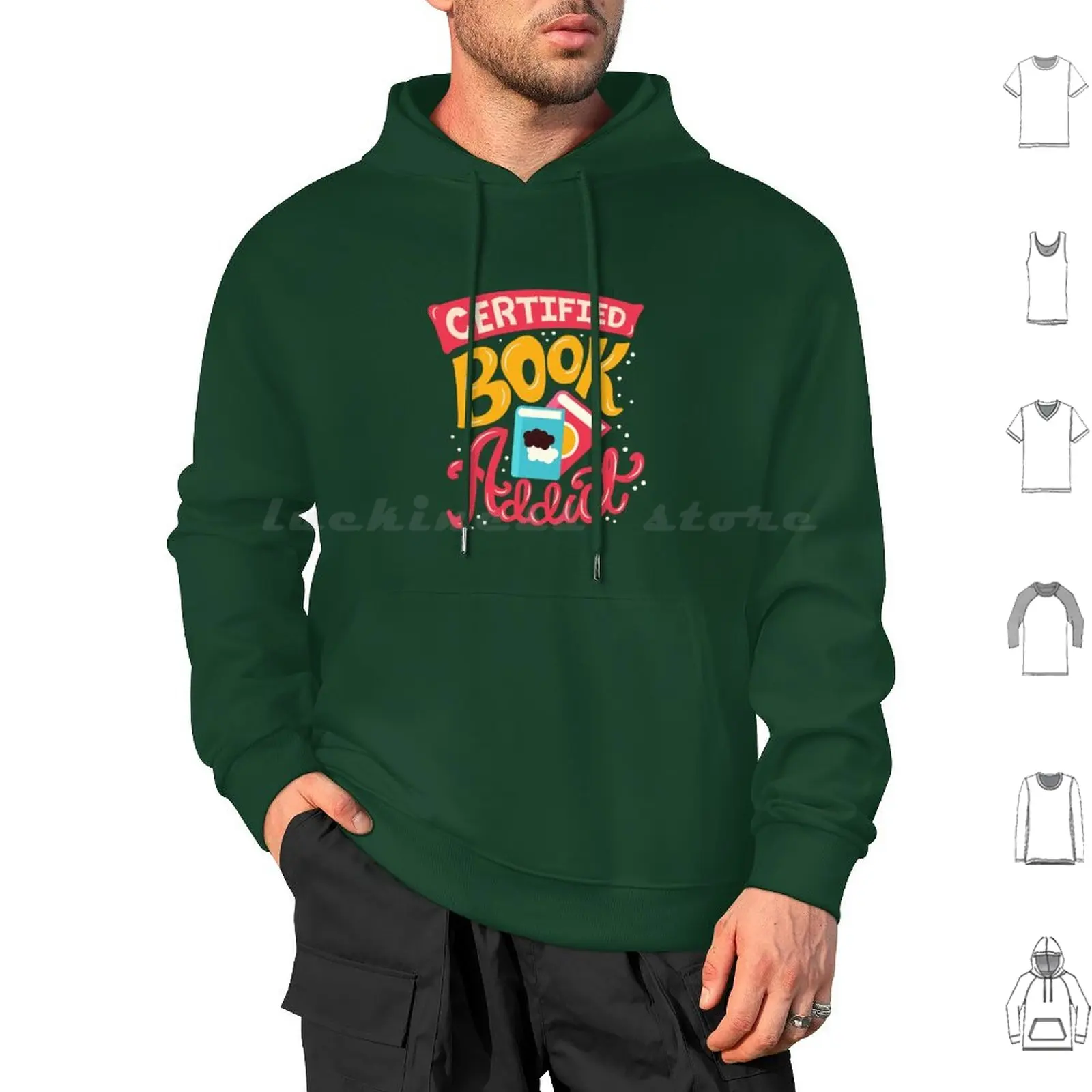 Certified Book Addict Hoodies Long Sleeve Lettering Hand Lettering Books Reading Book Quote