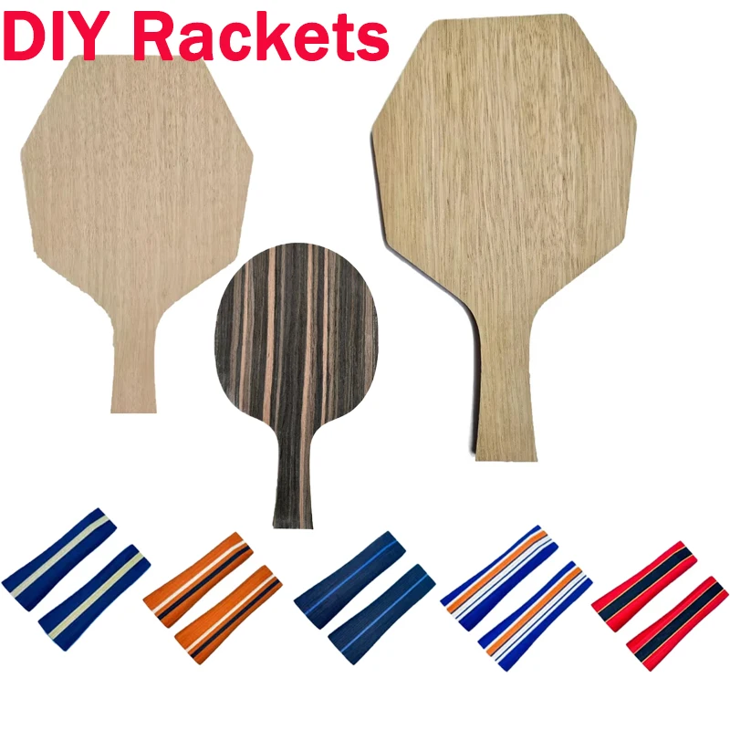 DIY Table Tennis Racket With Handle Black Sandalwood Baseplate FL/CS Light Plate Fast Break Arc Professional Ping Pong Paddle