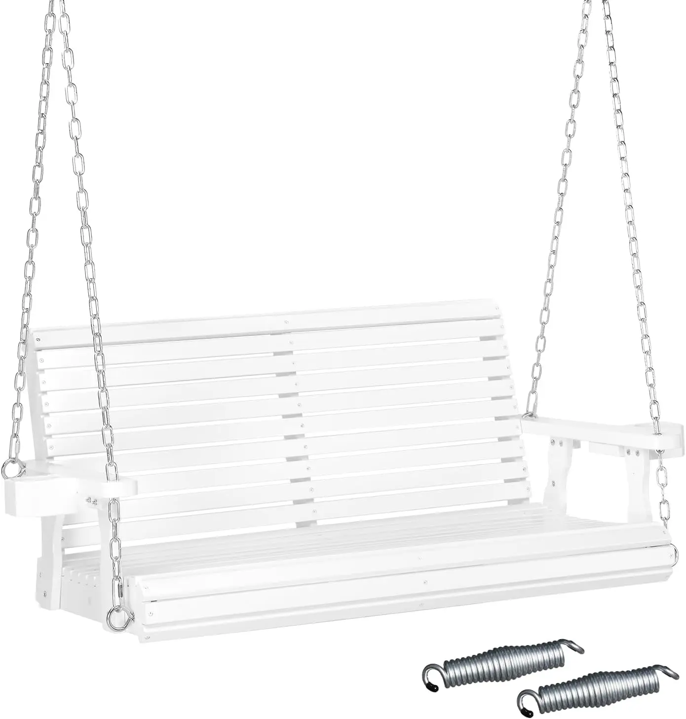 

VINGLI XL Size Patio Wooden Porch Swing Outdoor with Cup Holders, Heavy Duty 880 LBS Hanging Swing Chair Bench with Hanging