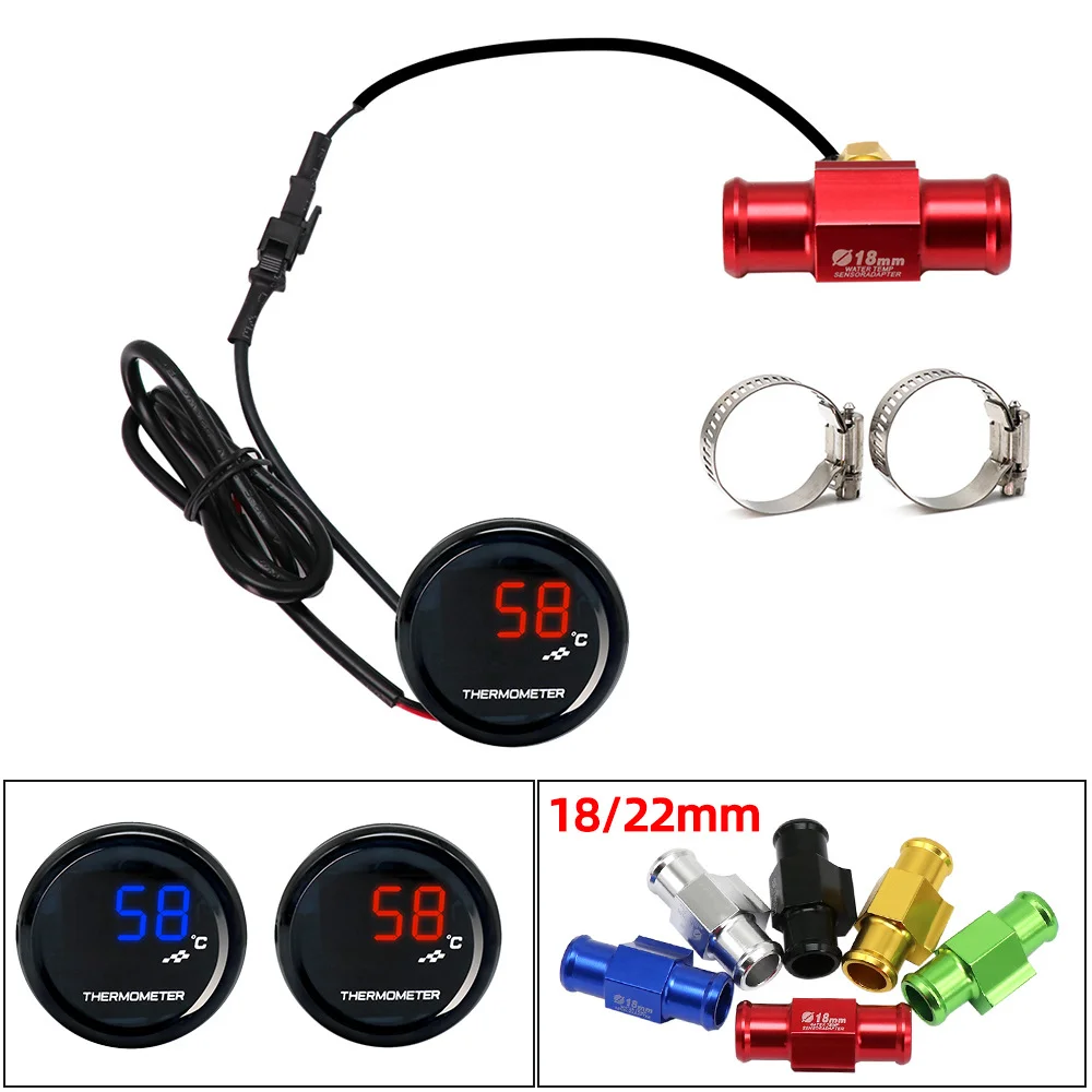 

Factory Hot Selling Motorcycle Refitted Water tank Thermometer Circular Water Thermometer 18mm 22mm Induction Tee Interface