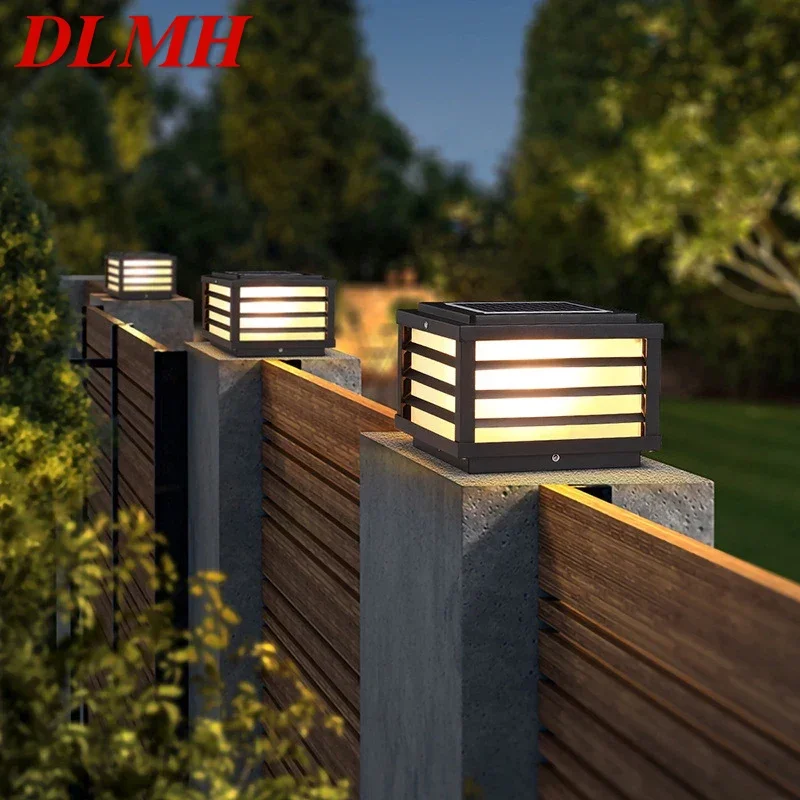 

DLMH Solar Post Lamp Outdoor Vintage Simple Black Decor Pillar Light LED Waterproof IP65 for Home Villa Porch Courtyard