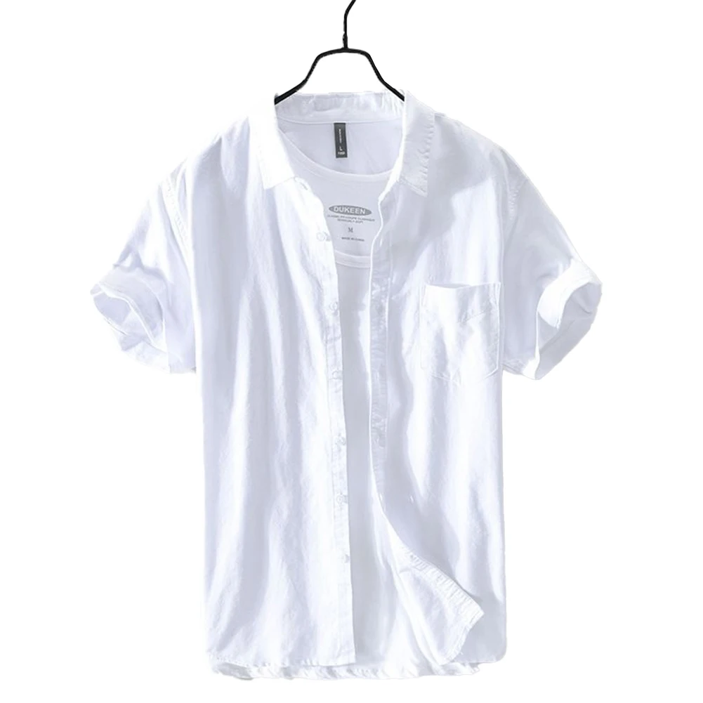 Fashion Shirt Top Cardigan Daily For Summer Holiday Lapel Men Polyester+Cotton Shirt Slight Stretch Solid Color