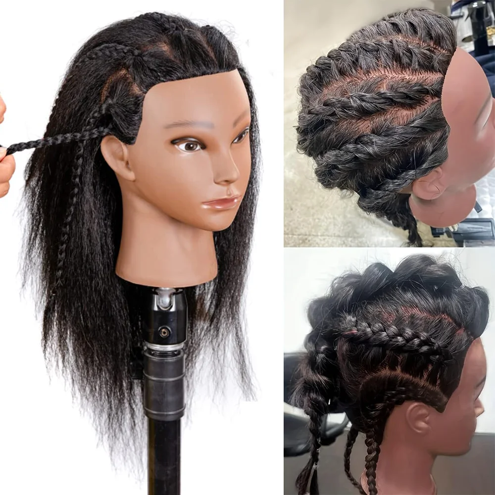 

Yaki Texture 100% Real Hair Mannequin Head with Clamp Stand for Braiding & Styling Practice