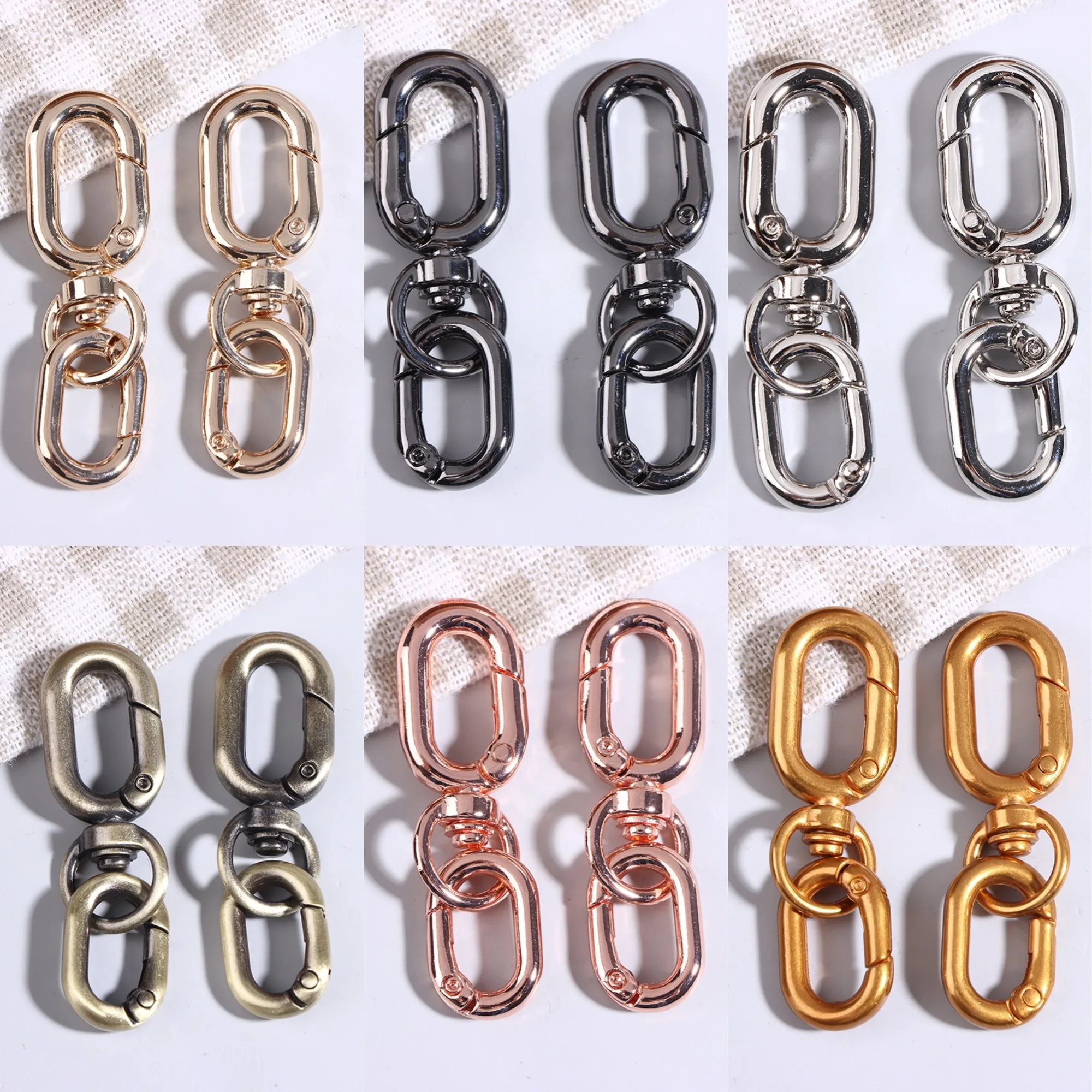 2Pcs 6Colors Swivel Clasp Clip Double Head Metal Lobster Claw Clasps For Keychain Making DIY Accessories