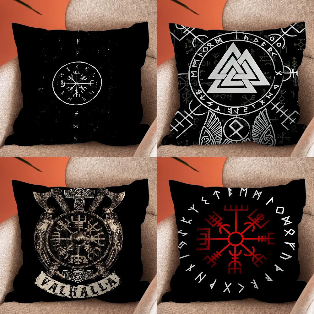 

V-Viking V-Vegvisir Logo Pillow Case Soft Cushion Cases for Farmhouse Sofa Decor Home Decorations and Protector Pillow Case