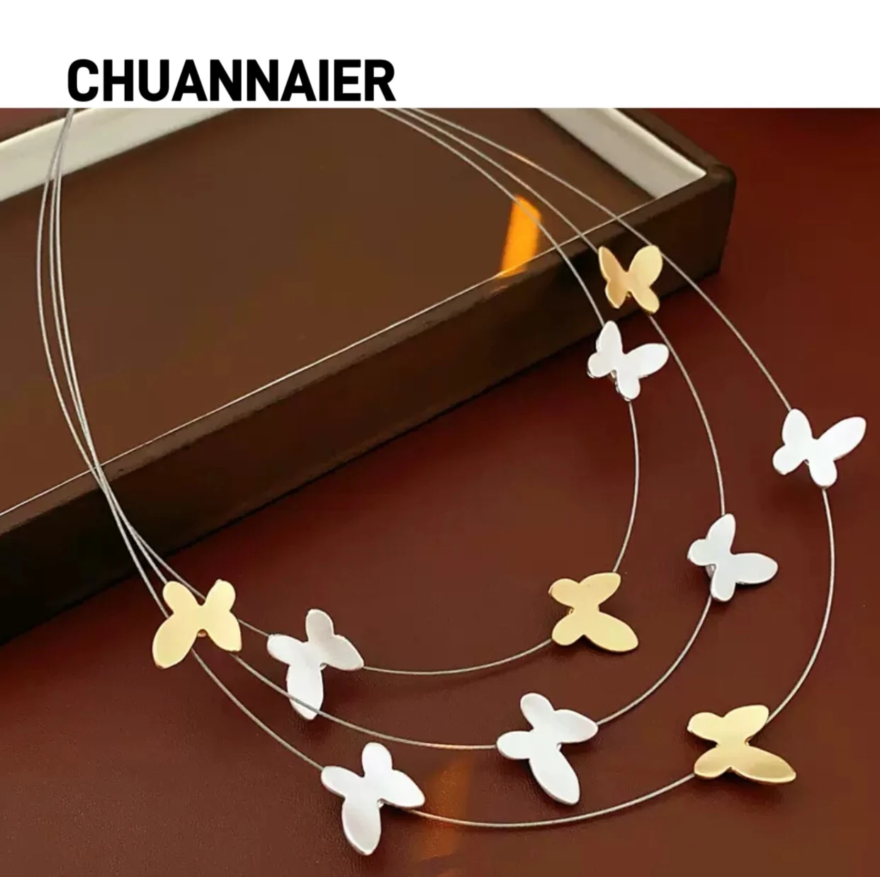 

Hot-selling three-layer butterfly fringe necklace, luxurious and high-end, collar chain, fashionable and unique, unique necklace