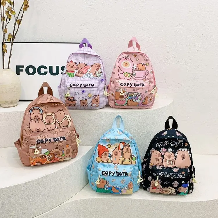 

Cute Large Capacity Capybara Backpack Breathable Cartoon Student Schoolbag Nylon Ultra-light Book Bag