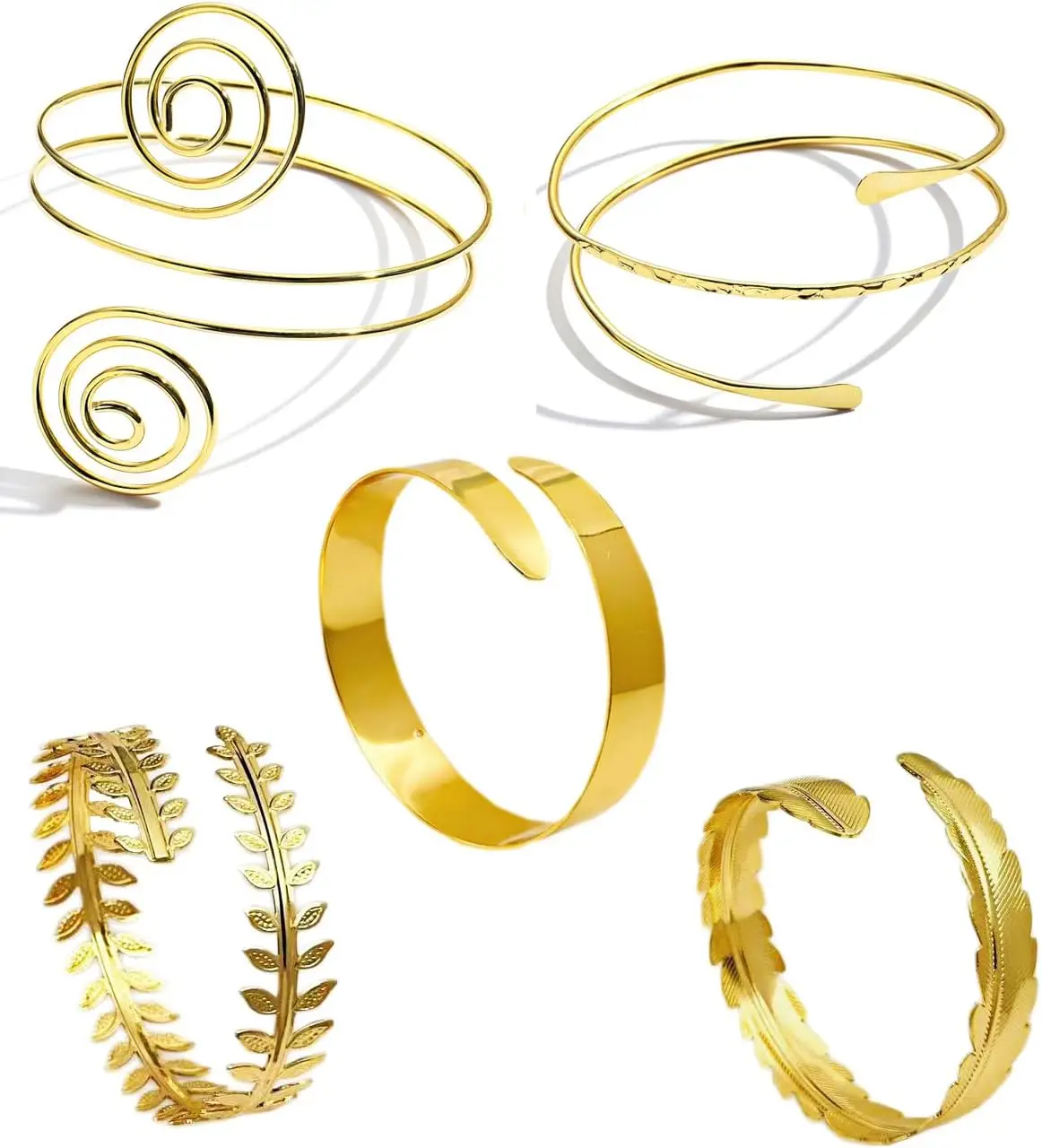 

4-6 Pcs Adjustable Arm Cuff Bracelet Set for Women, Stylish Upper Arm Band Bangle