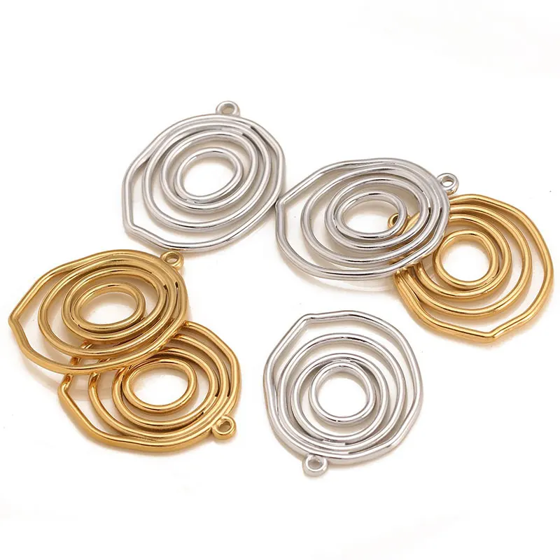 Funny10pc DIY Uneven Stainless Steel Casting Geometric Circle Square Waterdrop Charms Personality For Making Jewelry Gift Unisex