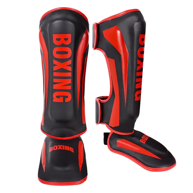 

Adult & Kids Sanda Free Sparring Leg Guards Fighting Shin Protector with Foot Back for Boxing Taekwondo Protective Equipment