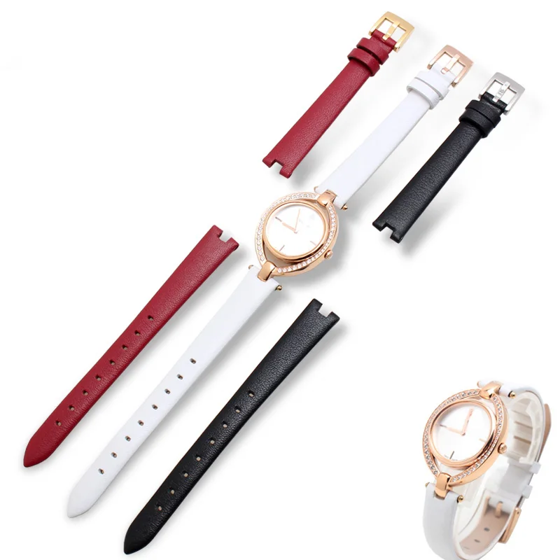 Correa de reloj de piel para mujer con accesorios para Swarovski Demon Eye 5376812 5376842 5376830   Correa cóncava de piel de vacuno 12 mm suave