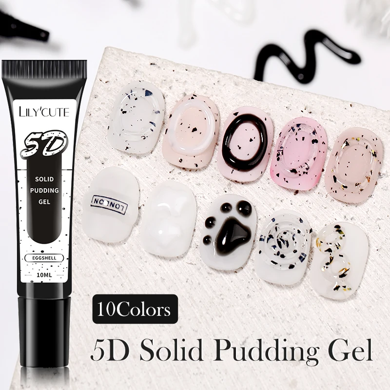 LILYCUTE 10ml 5D Solid Pudding Nail Gel Semi Permanent Korean-Style Painting Gel Polish DIY Nail Art Design