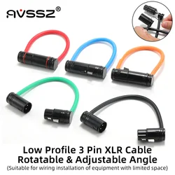 AVSSZ Low profile 3 Pin XLR Connector Cable Right Angle L Shape Plug Microphone Mixer Amp Professional Audio Line Male to Female