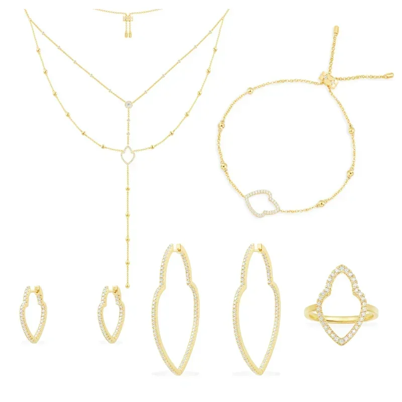 

Komm S925 Sterling Silver Golden Gourd Shaped Geometry Ring Earrings Bracelet Necklace Women's Fashion Bohemian Holiday Jewelry