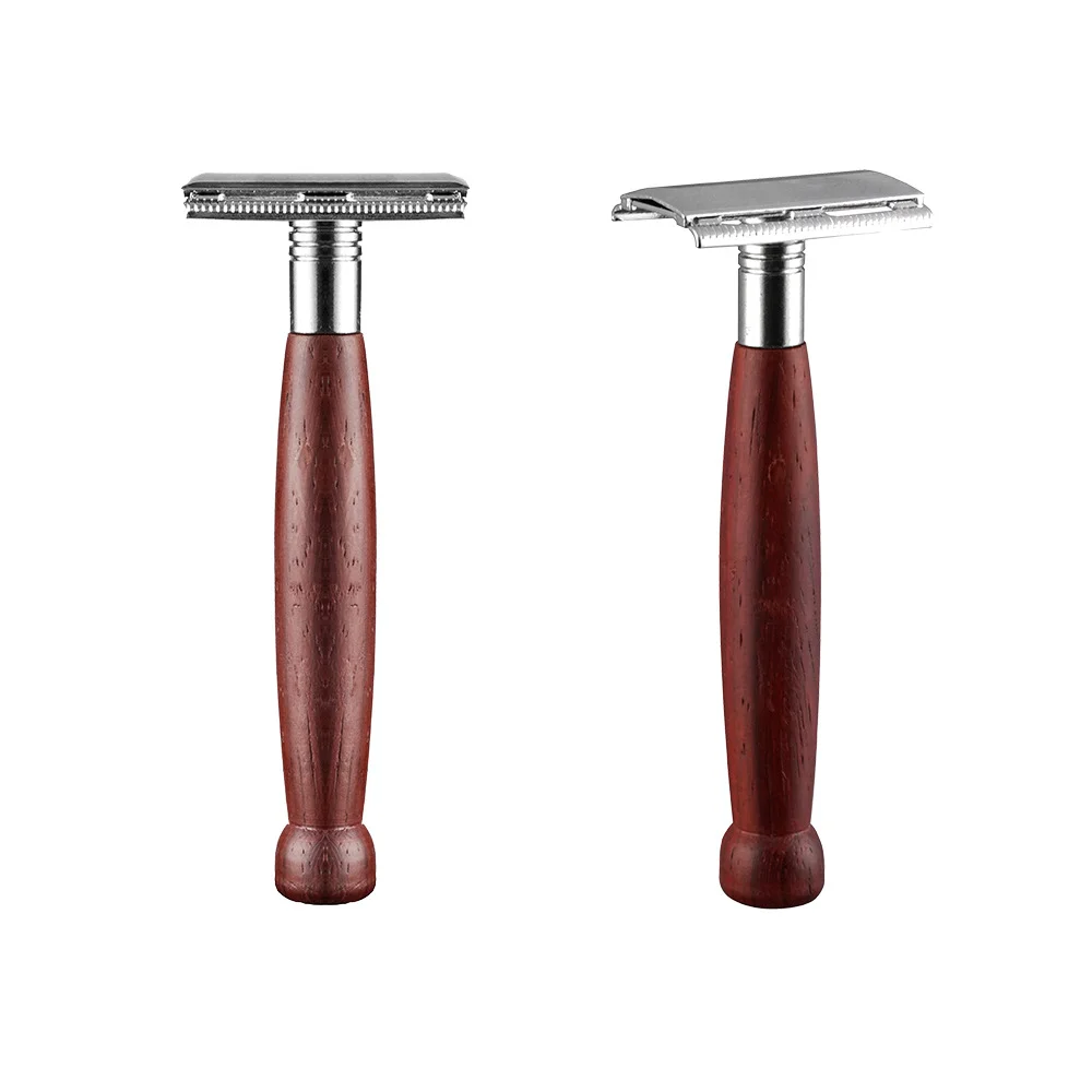 NEW Safety Razor with Environment Protection Wood Handle and 5/10 Double Edge Safety Blade Refills,Single Blade Razor for Men