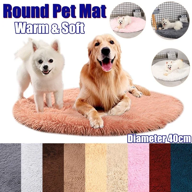 

Round Dog Bed Mat Long Plush Cat Blanket Fluffy Lounger Dog Cushion Warm Pet Bed House For Small Large Dogs Cats Pet Supplies