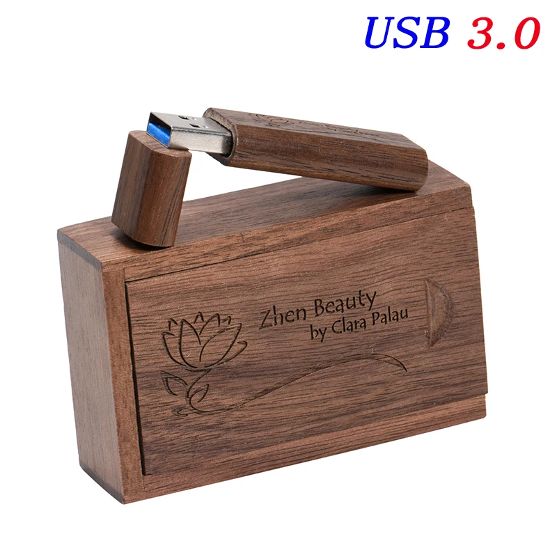 صندوق هدايا خشبي عالي السرعة USB 3.0 محرك فلاش سعة حقيقية محرك القلم شعار مخصص مجاني ذاكرة عصا 64 جيجابايت/32 جيجابايت/16 جيجابايت/8 جيجابايت U القرص