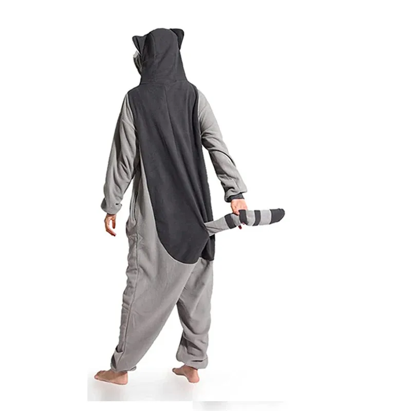 2025 جديد الرجال منامة الحيوان Kigurumi النساء الراكون نيسيس للبالغين الكرتون قطعة واحدة منامة كامل الجسم هدية عيد ميلاد تأثيري