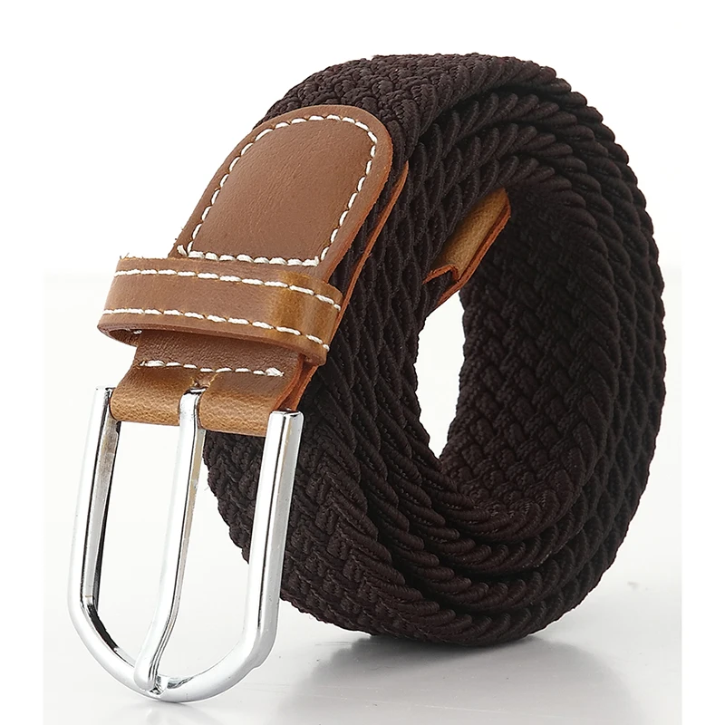 BOKADIAO Men&Women Elastic Belt Pin Buckle Weave Stretch Canvas Belt 105cm Luxury Jeans Belts for Men Waistband Black strap male