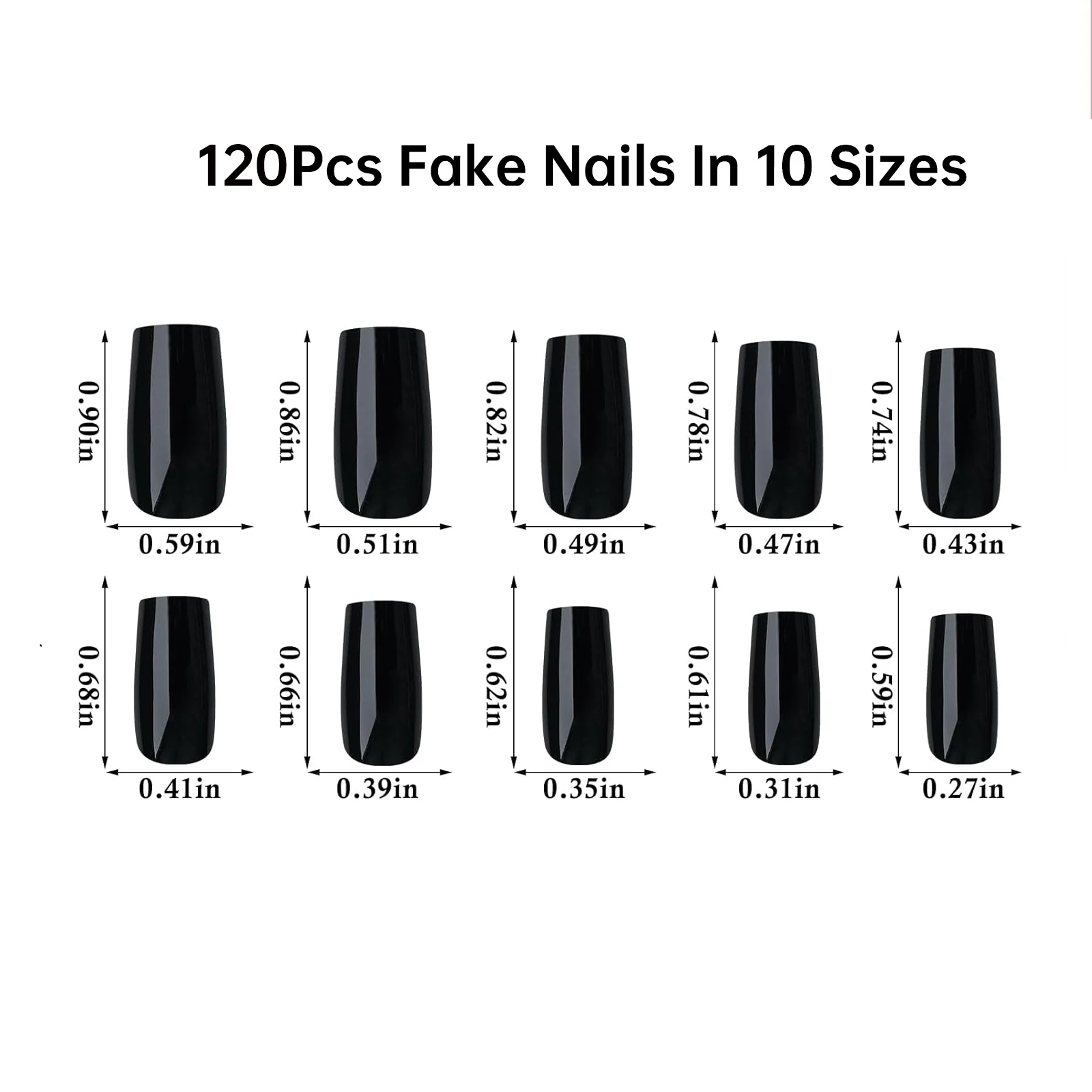 120Pcs Black Square French Tip False Nails Press On Nails Medium Square Full Coverage Fałszywe paznokcie do przedłużania paznokci Salon DIY