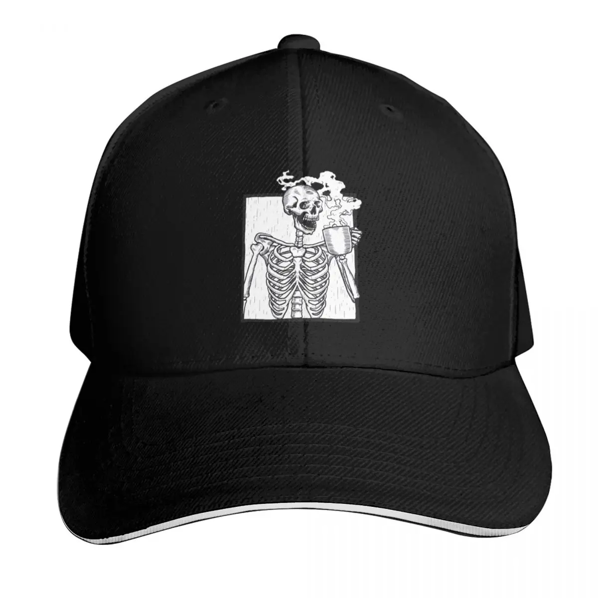

halloween coffee drinking skeleton Baseball Cap Beach Bag Icon Luxury Cap Sun Hat For Children Women's Hats Men's