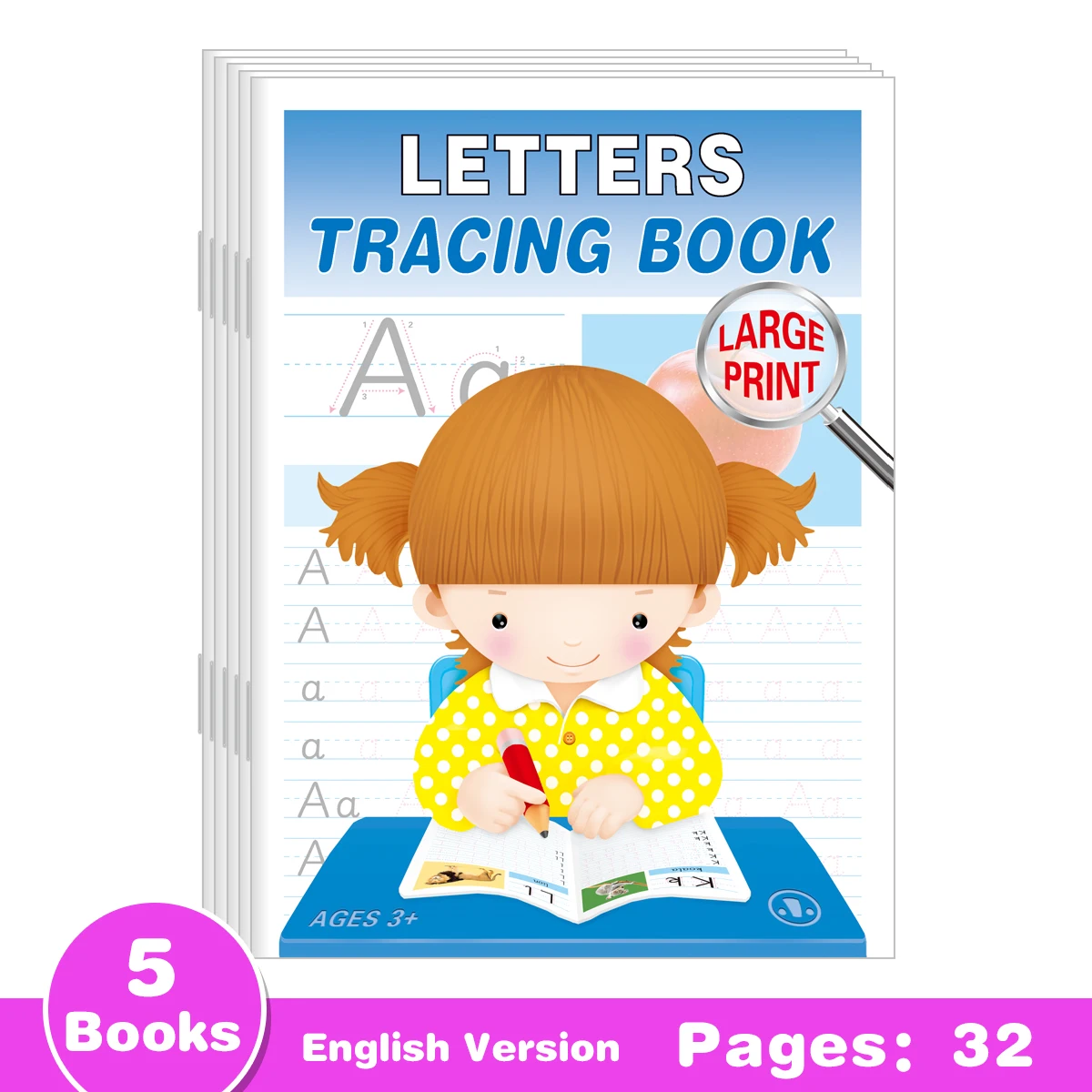 

Children's Word CopyBook, Ages 4-8, Alphabet & Numbers,English & Spanish, Early Learning, Educational Gifts