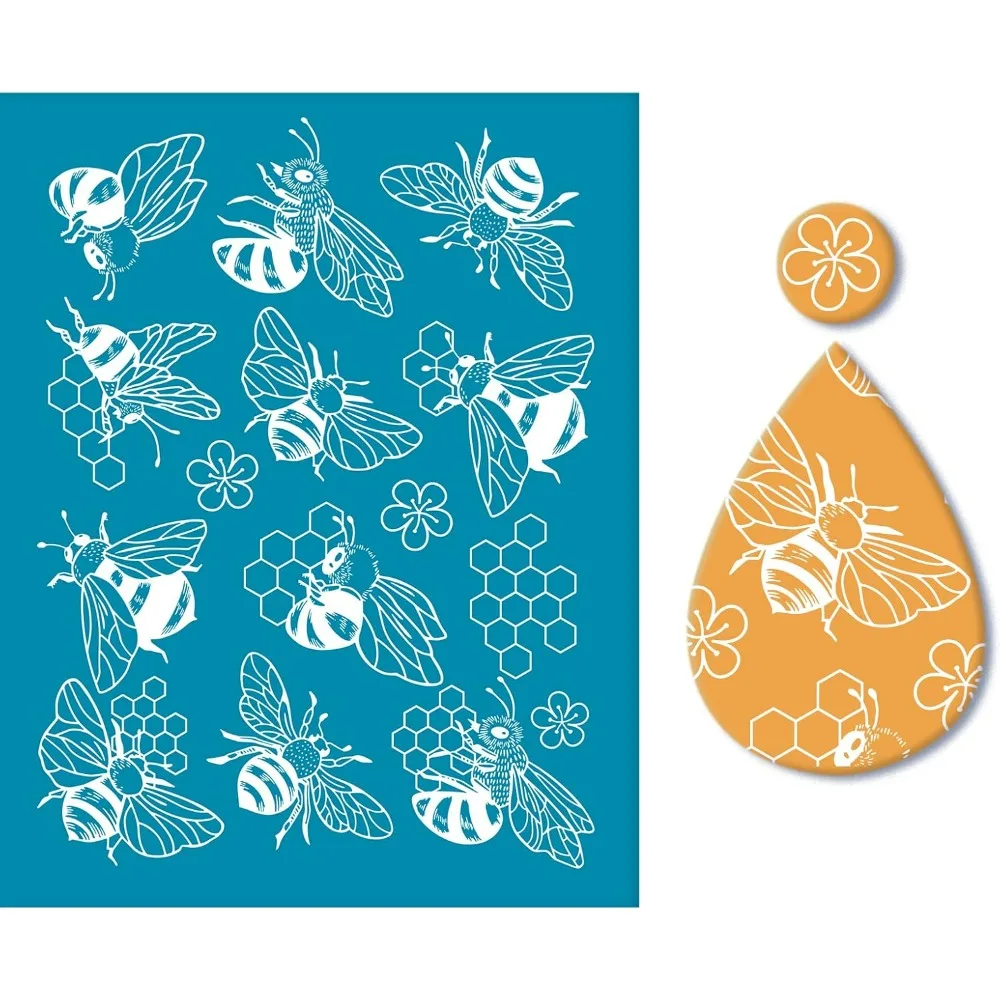 Stencil Reusable Mesh Stencils Transfer Washable Stencils for Polymer Clay Jewelry Earring Making Clay Making - 5x4 Inch