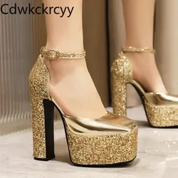 Spring and autumn new pattern fashion Super-high heel Women's Shoes Sequin sexy banquet high-heeled Women Shoes size 34-43