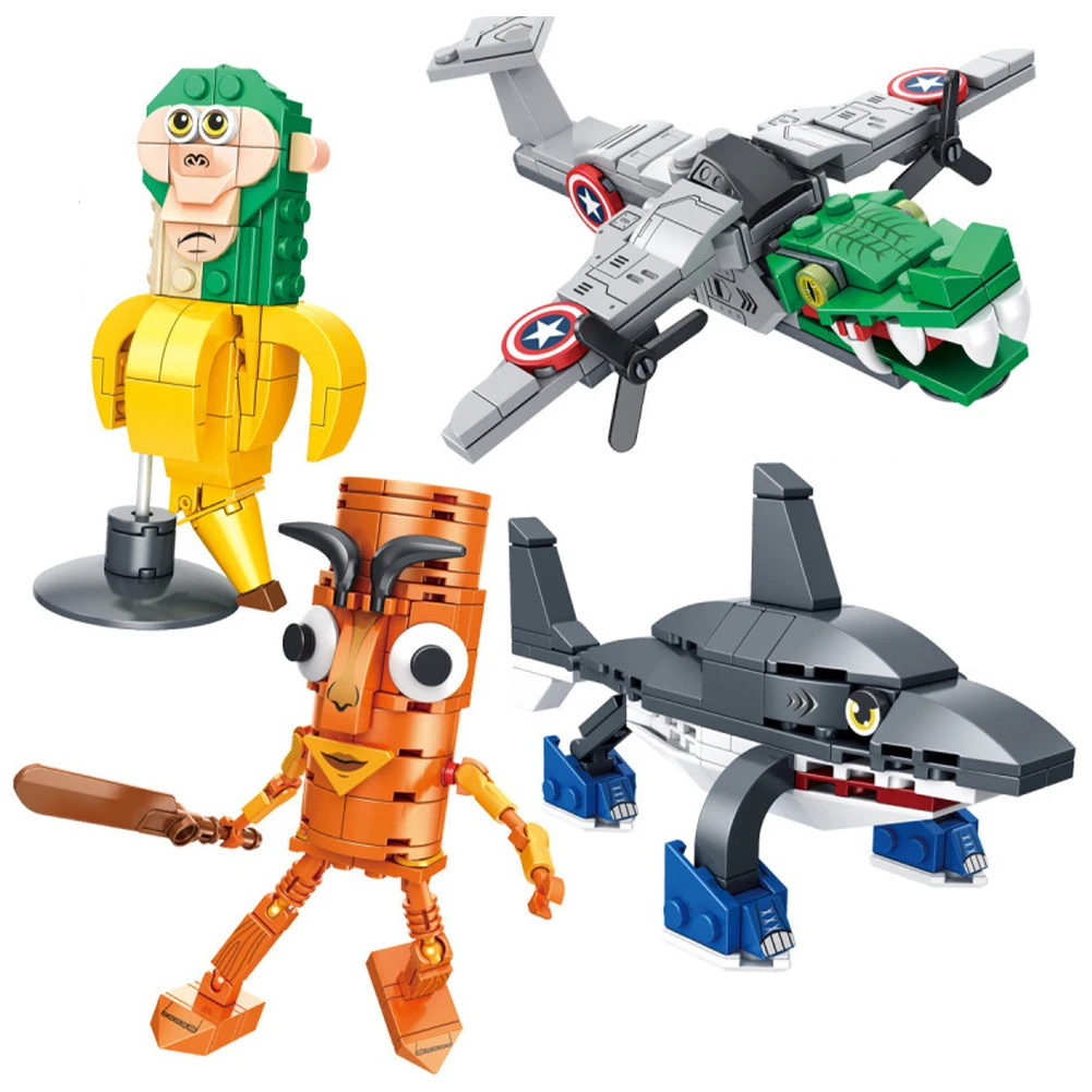 AI أنيمي Shanhaijing تونغ تونغ صحور عصا خشبية الناس تمرير مجردة اللبنات هدية لعبة حلية الطوب دمية نموذج