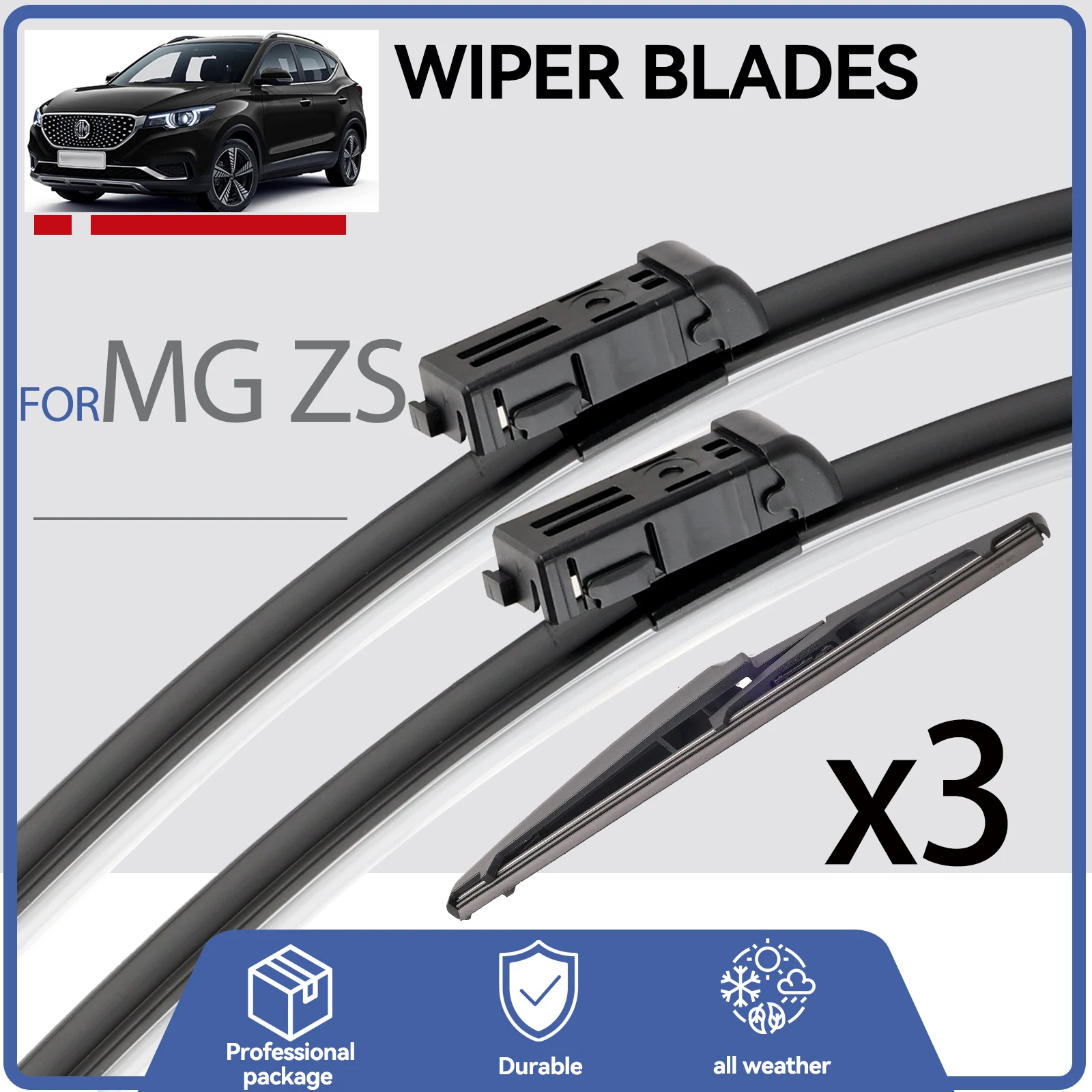 Xukey Front & Rear Windscreen Wiper For MG ZS EV ZX ZST VS 2017 2018 2019 2020 2021 2022 2023 2024 24\