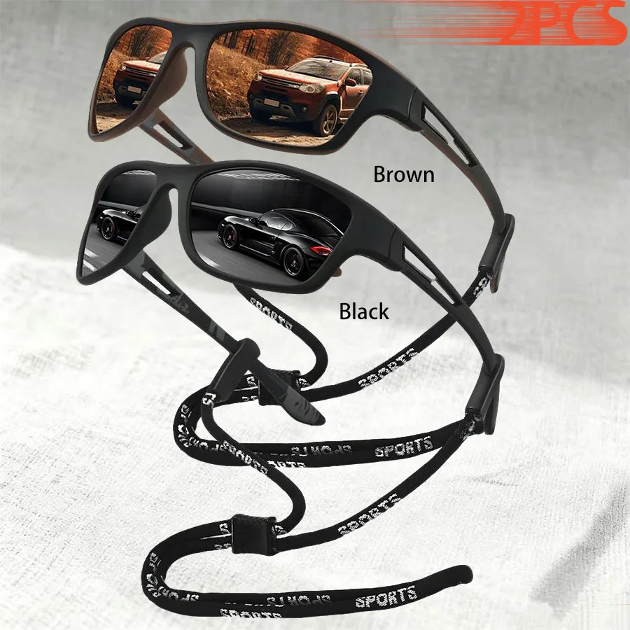 1-2 Stück Modische Muster-Sonnenbrille mit Kette Sport-Sonnenbrille für Männer und Frauen zum Fahren, Angeln, Radfahren, Bergsteigen Sport-Sonnenbrille für Herren – Detail 13