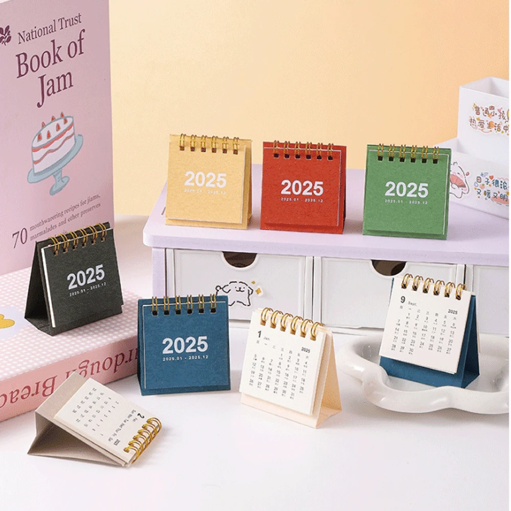 New 2025 Mini Spiral Desk Calendar multicolor To Do List Daily Monthly Yearly Planner Compact Time Organiser ﻿Desk Decorations