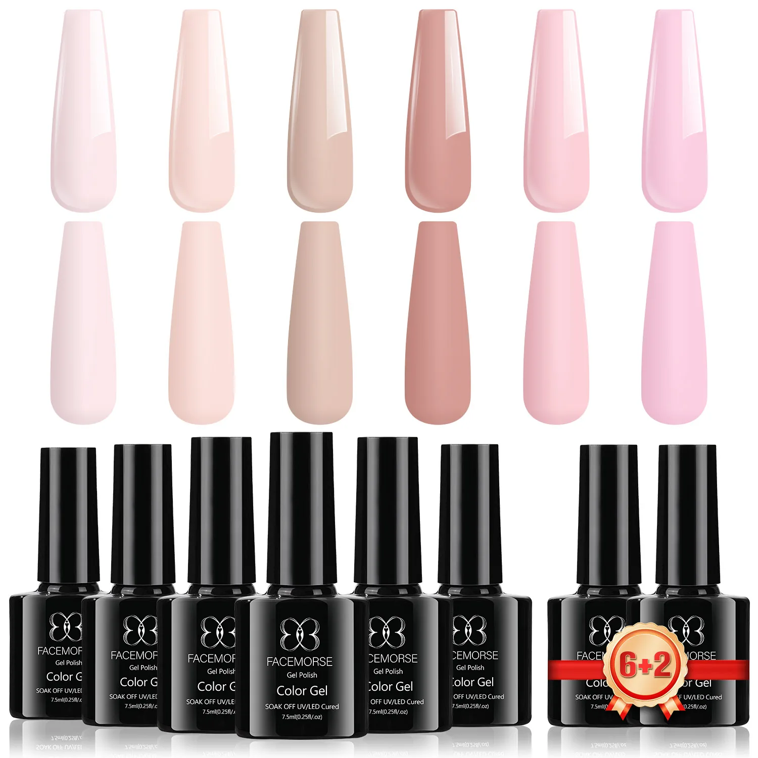

8 bottles of basic color nail polish adhesive for spring and summer, 6 bottles of pink candy color girl's heart macaron solid co