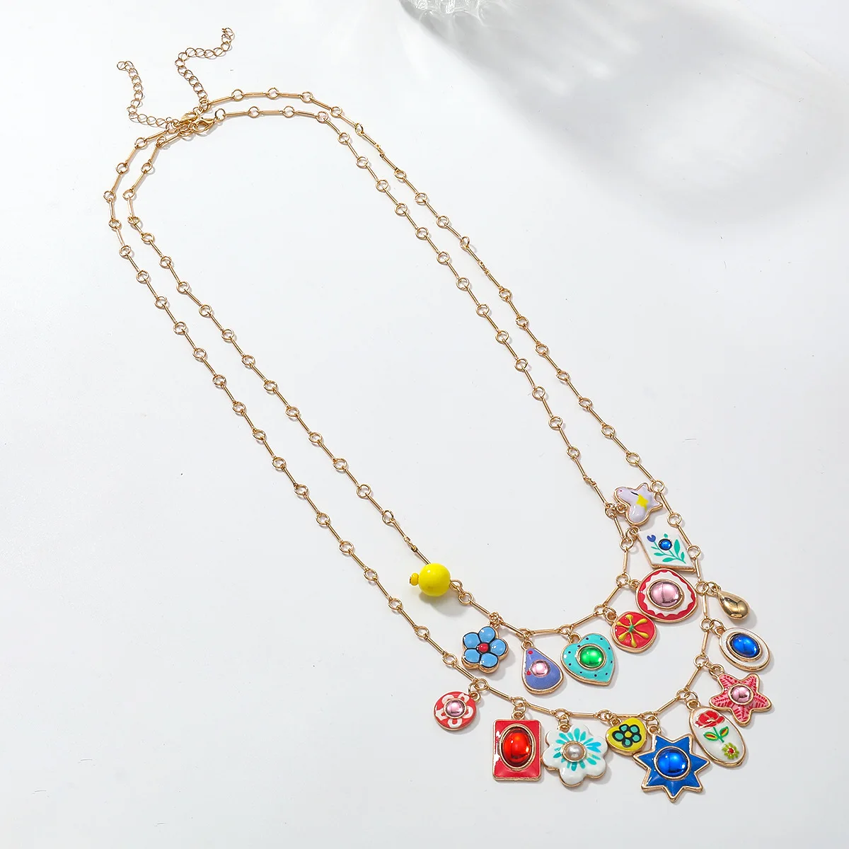 Böhmische Mehrschichtige Bunte Emaille-Blumen-Herz-Stern-Anhänger Halsketten für Frauen 2026 Trend Schmuck Geschenke – Detail 6
