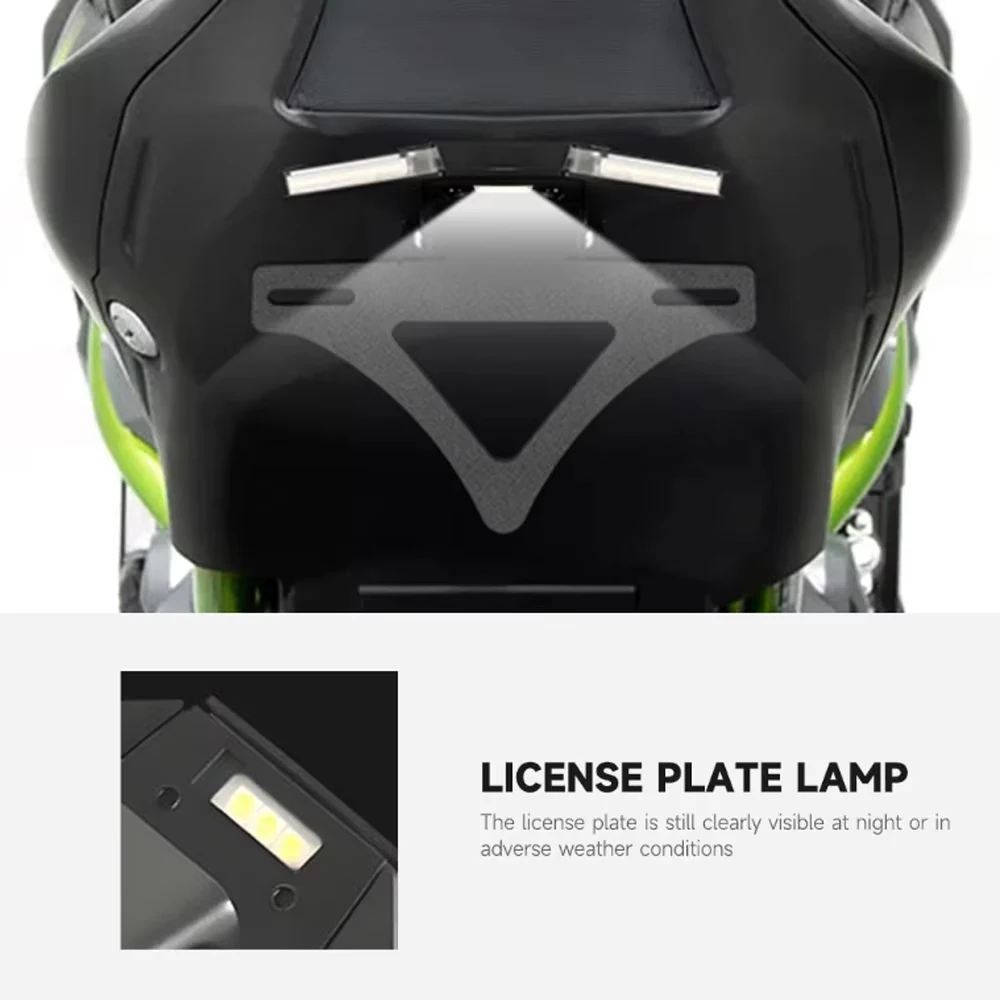 لكاواساكي ZX-4R ZX4RR ZX 4 R RR 2024 2025 لوحة ترخيص حامل دراجة نارية الذيل مرتب الحاجز مزيل مصباح ليد