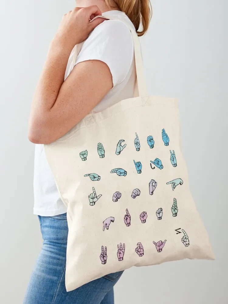 american sign language alphabet Tote Bag Women's shopping bag custom canvas bag shopper women canvas