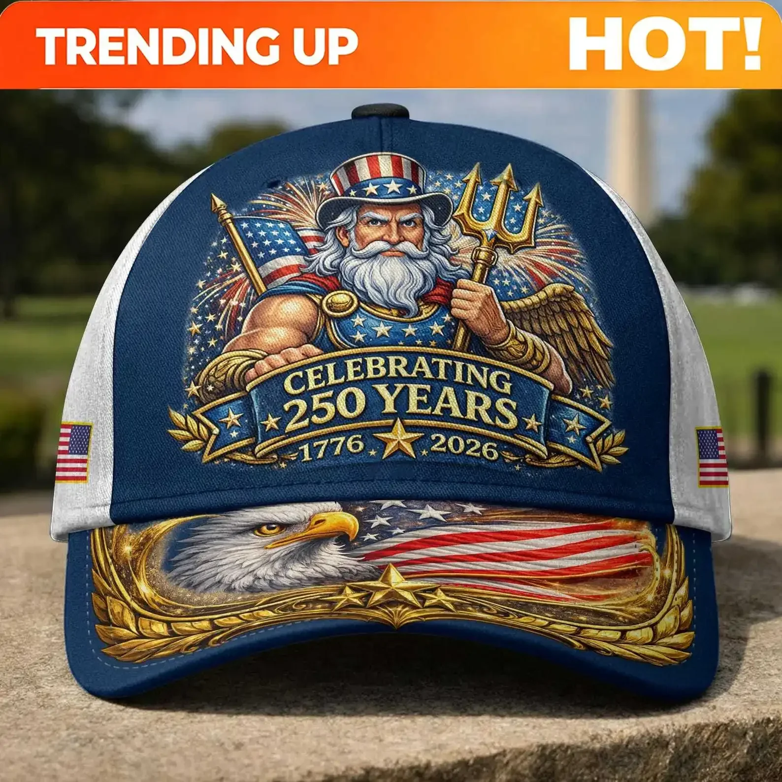 Customization 250th Anniversary USA Cap, 1776–2026 Patriotic Baseball Cap, Eagle Flag Design 4th Of July Hat For Patriots, 250th