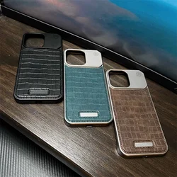 Metal Aluminum Alloy Crocodile Patterned Borderless Case For iPhone 15 14 16 Pro Max Aromatherapy Magnetic Suction Protective