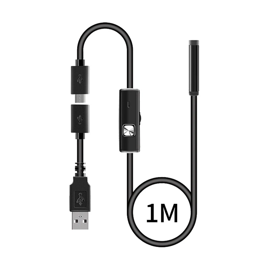 7mm 480P Endoscope Camera Flexible IP67 Waterproof Micro USB Inspection Borescope Camera For Android PC Notebook LED Adjustable