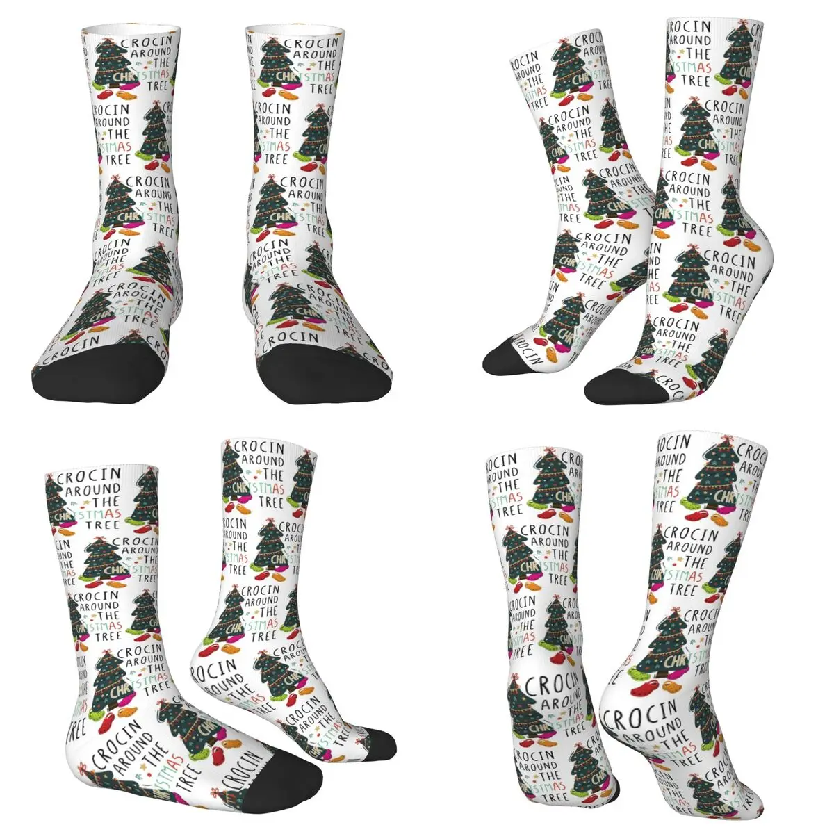 All Seasons Crew Stockings Crocin Around The Christmas Tree Funny Xmas Pun Socks Crazy Hip Hop Long Socks for Men Women Gifts