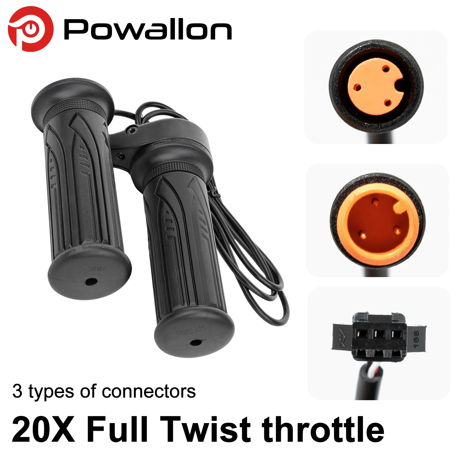 20X 3-Pin E-Bike Gasgriff, 3-Pin SM Stecker-Buchse-Verbinder E-Bike Gashebel, Rutschfeste Umrüstteile