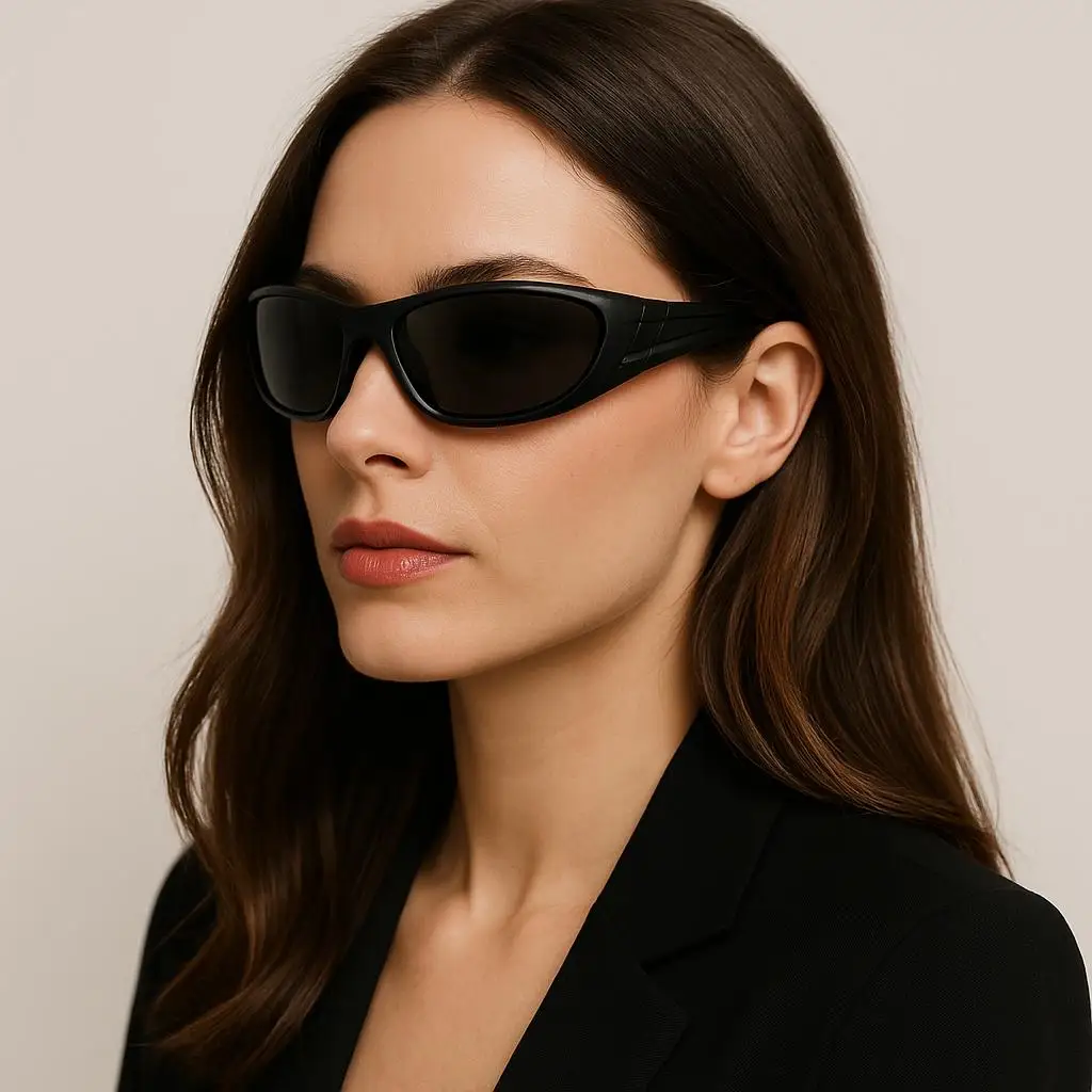 

Y2K Future Sense Sunglasses Trendy 2025 Men's and Women's Luxury Cat Eye Hairband Glasses UV400 Black Cycling Goggles Spital 02