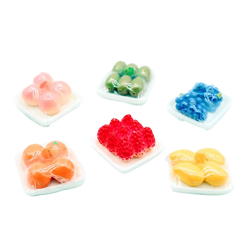 Dollhouse Mini Simulated Plastic Sealed Fruit Combination Model With Clear Box Dollhouse Decoration Accessories Photography Prop